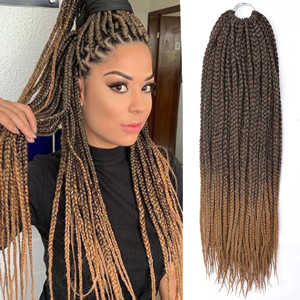 Box Braids Crochet Hair 16 & 20in – Ombre Synthetic Braiding Hair | 7 Colors | 1–9 Pcs Luxegan