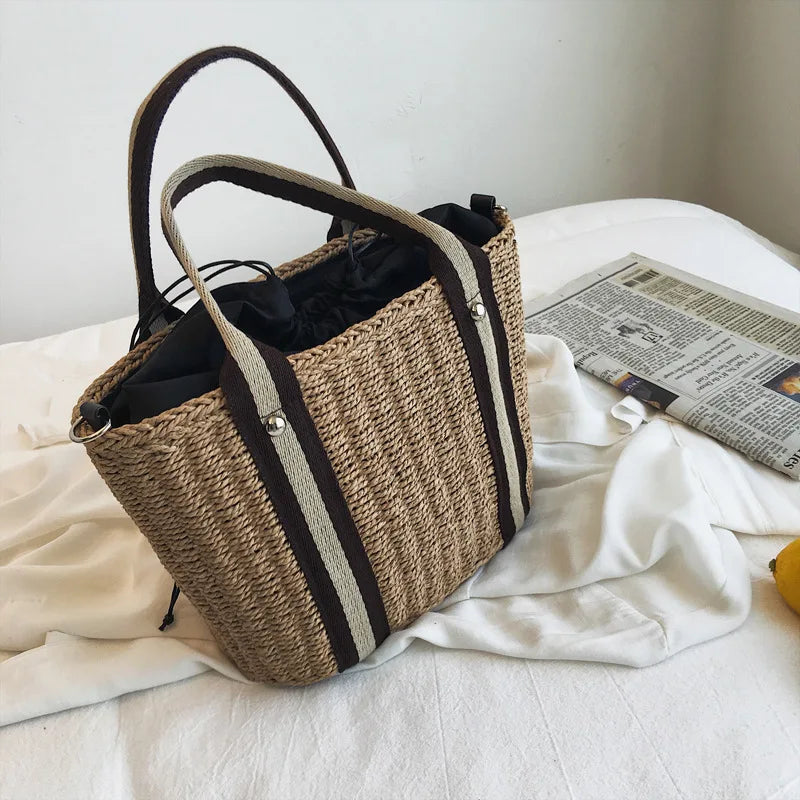 Summer Straw Handbag | Large Capacity Woven Shoulder Bag & Bohemian Beach Tote Luxegan