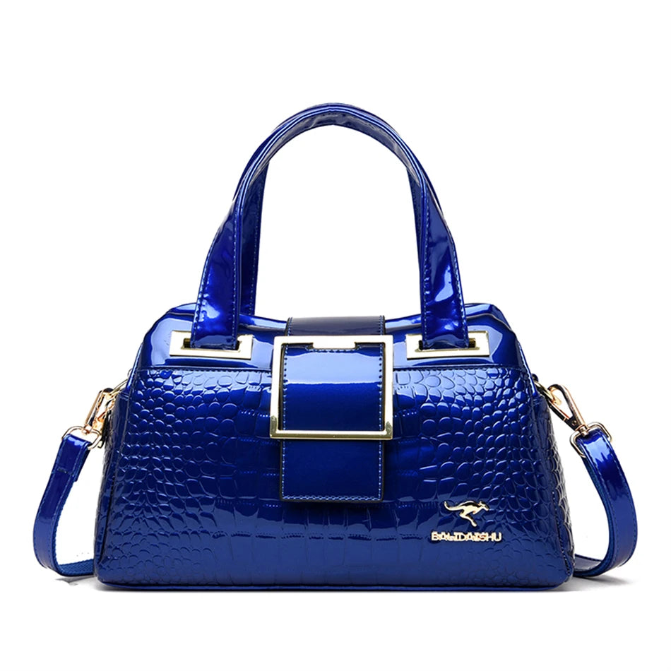 2-Layer Large Capacity Tote Bag | Luxury Handbags Women's Designer Crocodile Pattern Ladies Boston - view 19