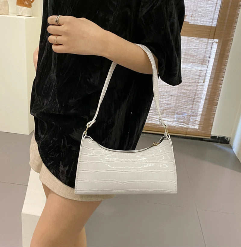 Fashion PU Leather Bags for Women | Alligator Pattern Armpit Handbag & Female Small Underarm Messenger Bag Luxegan