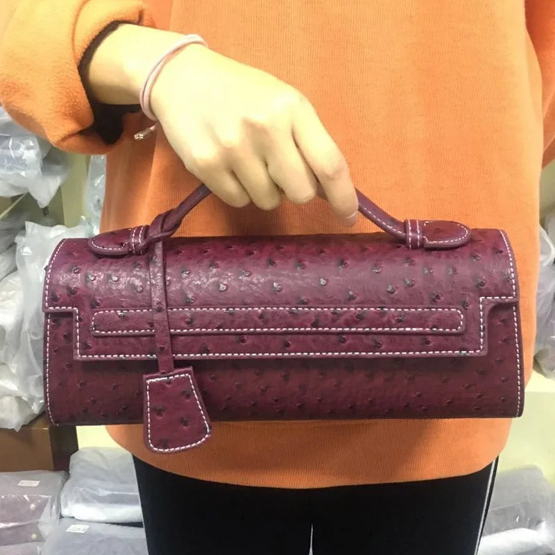Classic Elegant Ostrich Women's Clutch Bag | Python Handbag, Tote & Messenger Bag Luxegan