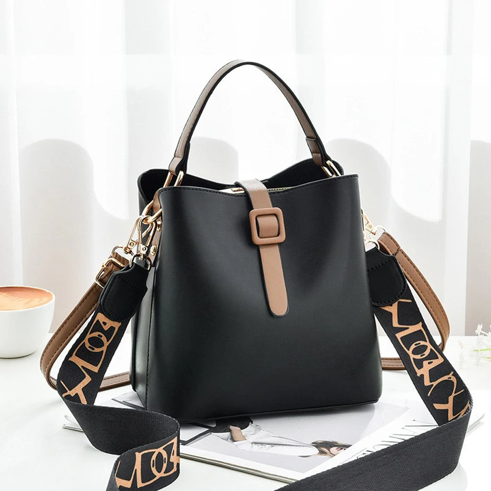 Bolso de mujer de nueva moda con estampado, correa ancha para el hombro, bolso de hombro individual, bolso cruzado, bolso de mano para mujer, bolso de cubo
