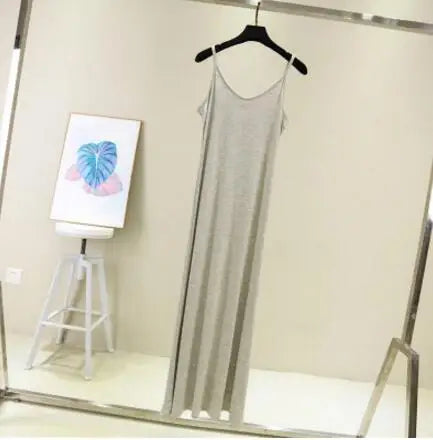Satin Camisole Slip Dress | O-Neck Spaghetti Strap A-Line Beach & Casual Dress Luxegan
