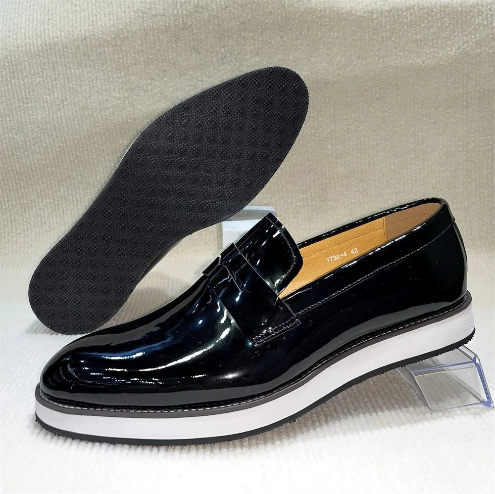 Men's Genuine Leather Formal Loafers | Sophisticated Handmade Pointed Toe Design | Elegant "Hard-Wearing" Business Casual Slip-Ons | "Dignified" All-Season Dress Shoes for Radiant Versatile Styling Luxegan