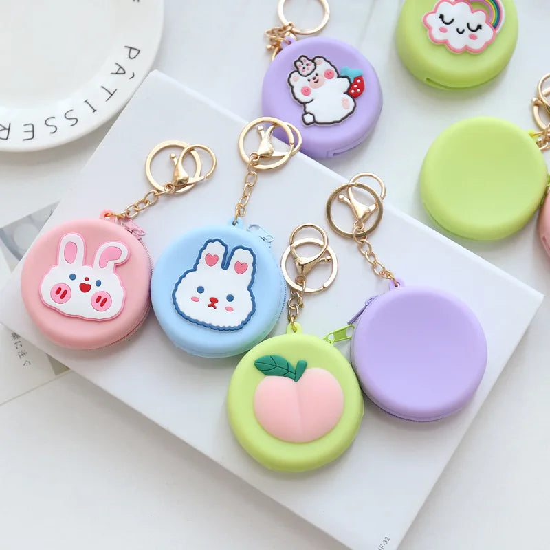 Cute Women Coin Wallet Pendant Keychain | Silicone Round Coins Bag Small Girls Key Bag | Mini Purse Kid Gift Luxegan