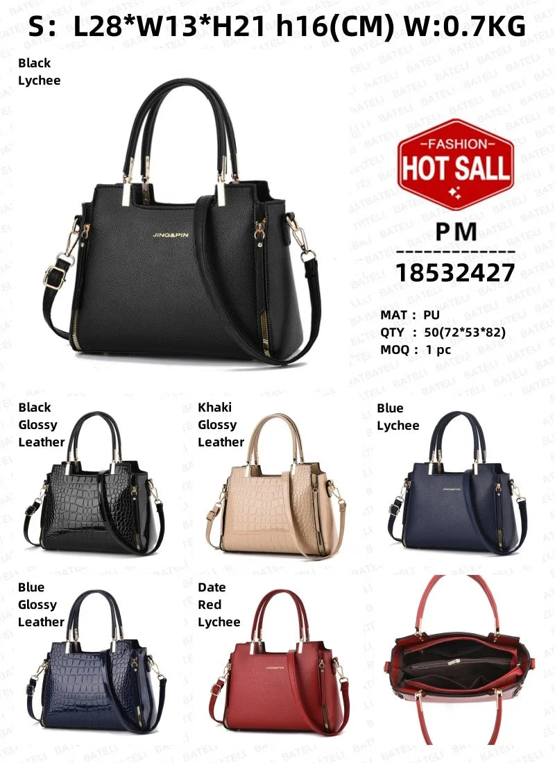 New Crocodile Pattern Large Capacity Shoulder Bag | Versatile Fashion Retro Tote | Simple Elegant Temperament Handbag | High-Quality PU Leather Crossbody Messenger Bag Luxegan