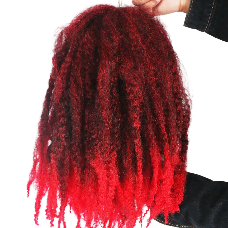 18-Inch Afro Kinky Marley Crochet Braiding Hair - Ombre Synthetic Crochet Braids Hair Extensions - High Temperature Fiber Marley Twist Hair for Protective Styles (30 Strands/Pack, 100g) Luxegan
