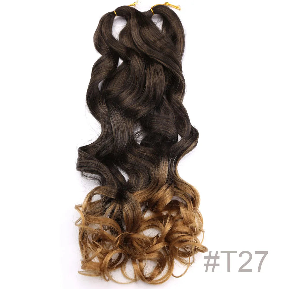 Synthetic Loose Wave Crochet Braiding Hair – Spiral Curls French Curls Pre-Stretched Ombre Braids 16"-26" | 6 Packs Luxegan