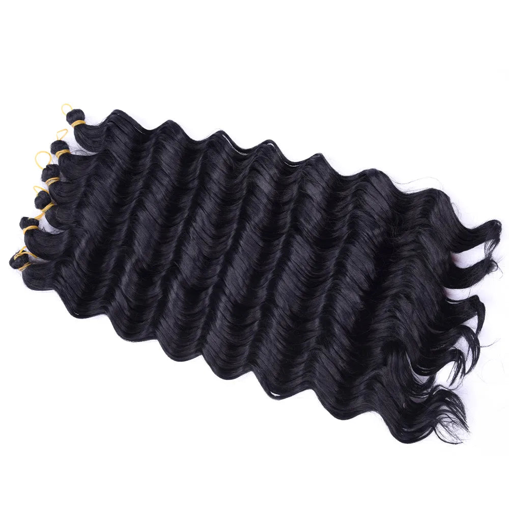 20" Deep Curly Crochet Braiding Hair | Deep Wave Bulk Synthetic Braid Extensions | 23 Colors