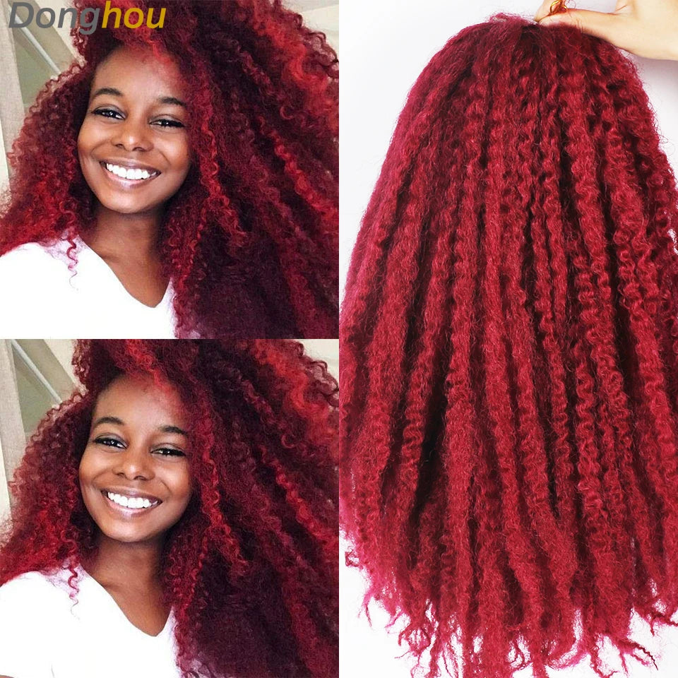 18-Inch Afro Kinky Marley Crochet Braiding Hair - Ombre Synthetic Crochet Braids Hair Extensions - High Temperature Fiber Marley Twist Hair for Protective Styles (30 Strands/Pack, 100g)