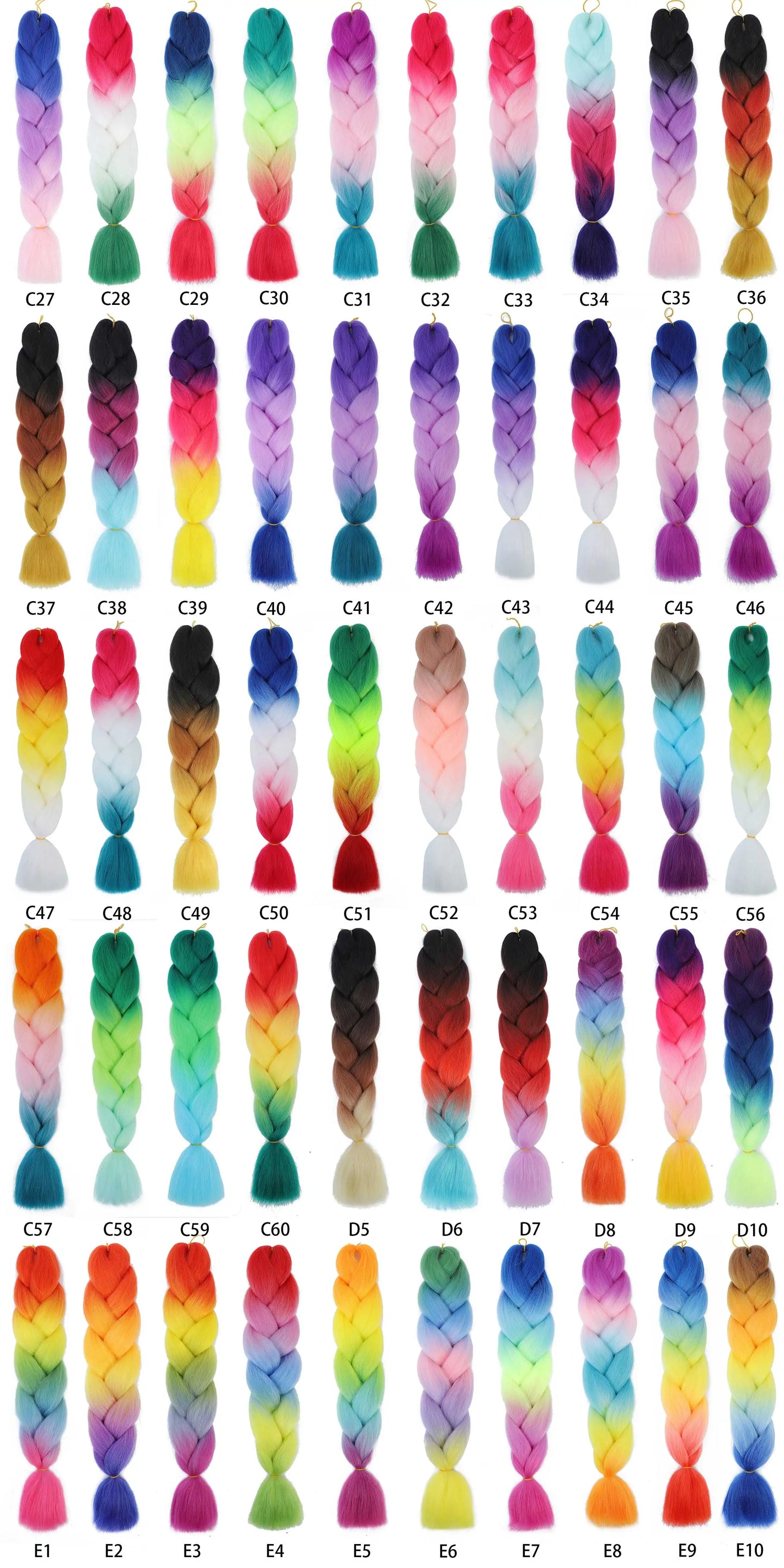 Ombre Jumbo Braiding Hair | Kanekalon Synthetic | 95+ Colours | 24 Inches