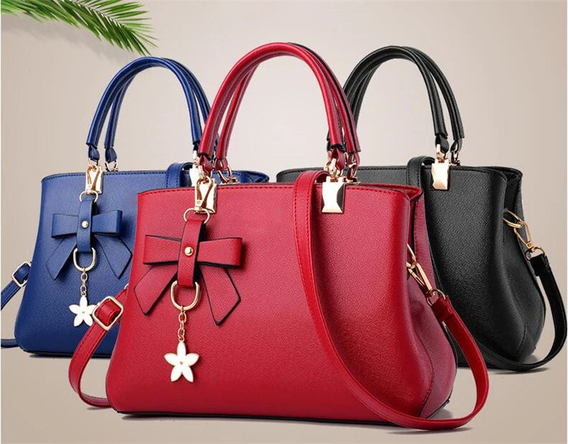 Elegant Women’s Messenger Bag with Flower Pendant | Office Ladies’ Pure Handbag & Satchel - view 4