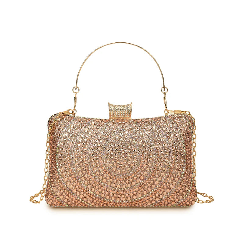 Luxury Women’s Elegant Celebrity Designer Sparkle Clutch | Waterproof Crystal Evening Bag | Fashionable Party Banquet Purse with Crystal Chain (Model A03) Luxegan