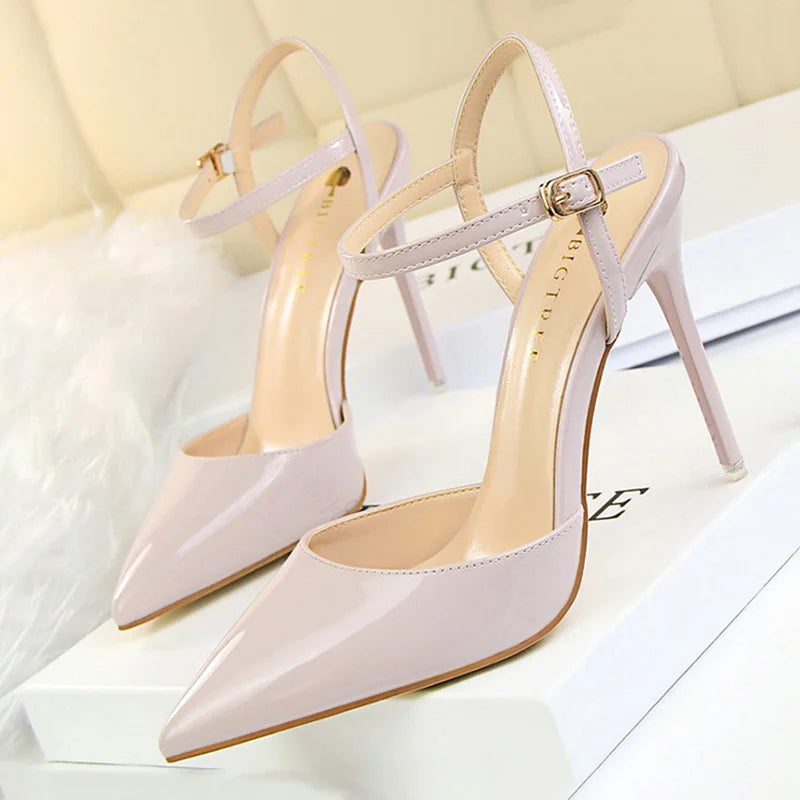 Metallic Patent Leather Stiletto Pumps | Sophisticated Blue & Silver Pointed Toe Heels | Elegant "Super High" Party Sandals | "Dignified" Shallow Mouth Stilettos for Radiant Versatile Styling Luxegan