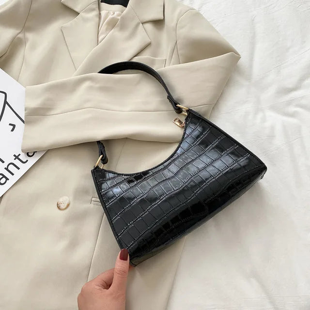 Fashion PU Leather Bags for Women | Alligator Pattern Armpit Handbag & Female Small Underarm Messenger Bag Luxegan