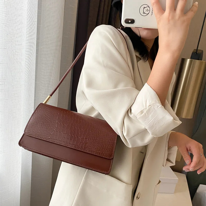 Small Soft PU Leather Handbag | Vintage Armpit Shoulder Bag Luxegan