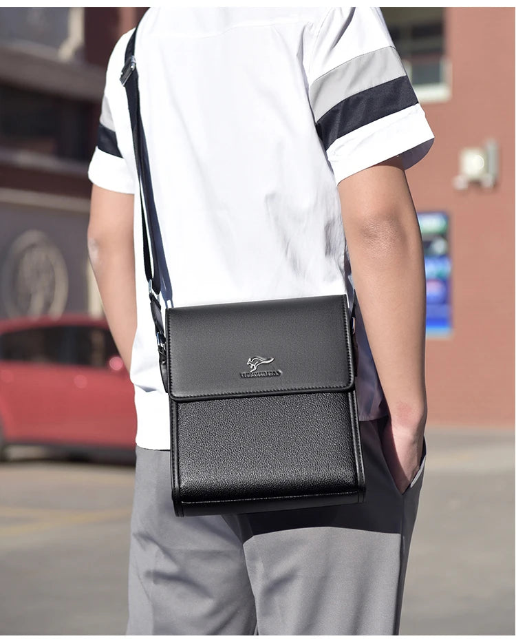 Luxury PU Leather Messenger Bag | Men's Hard Business Office Work Crossbody Briefcase Luxegan