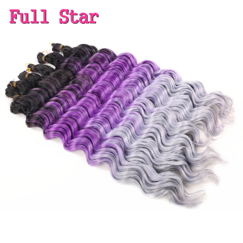 20" Deep Curly Crochet Braiding Hair | Deep Wave Bulk Synthetic Braid Extensions | 23 Colors