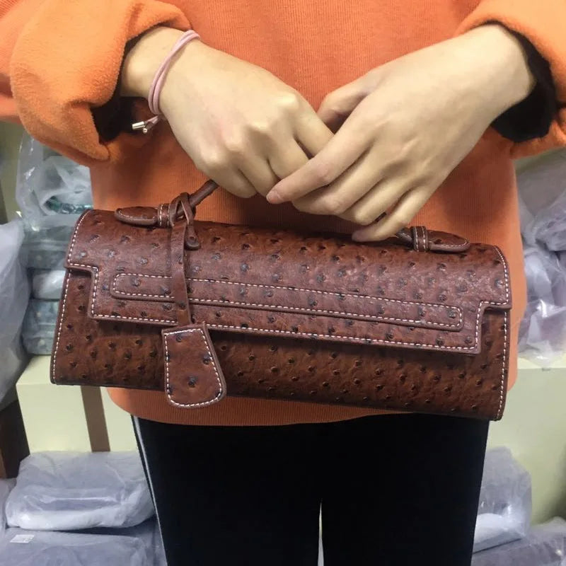 Classic Elegant Ostrich Women's Clutch Bag | Python Handbag, Tote & Messenger Bag Luxegan