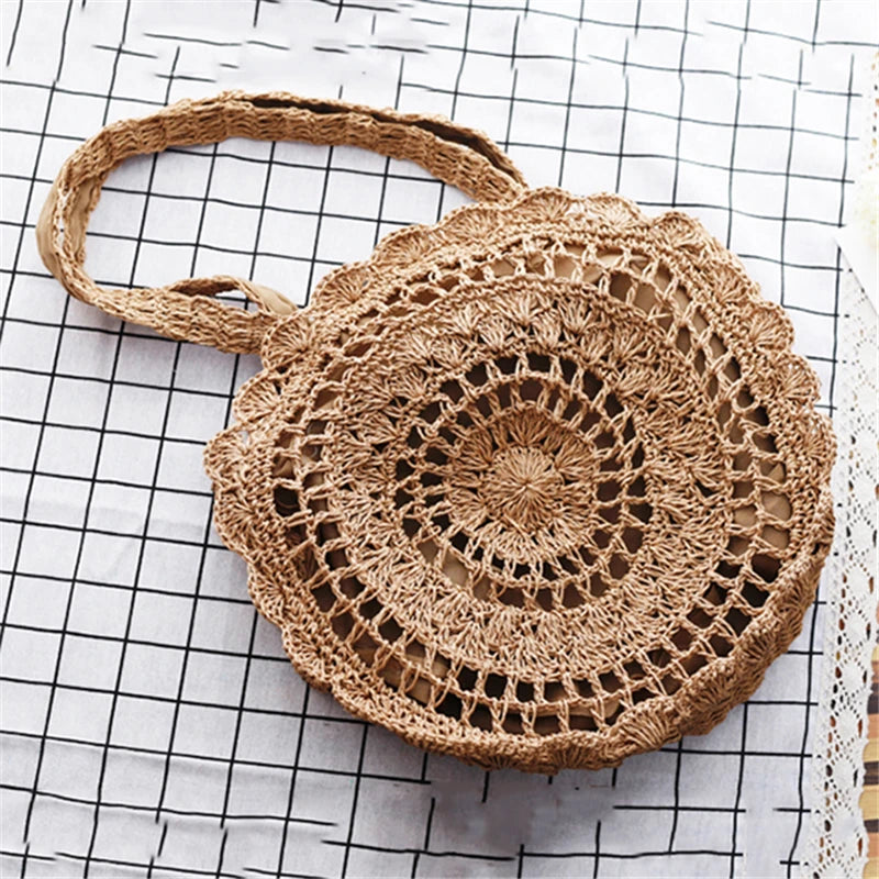 Bohemian Straw Bags for Women | Circle Beach Handbags & Rattan Shoulder Bags Luxegan