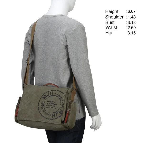 Premium Men's Canvas Messenger Bag | Vintage Business Crossbody Shoulder Bag & Travel Handbag | Large 39 X 28 X 14 cm High-Quality Satchel | Fashion Postman School Bag with Multi-Pocket Organizer Luxegan