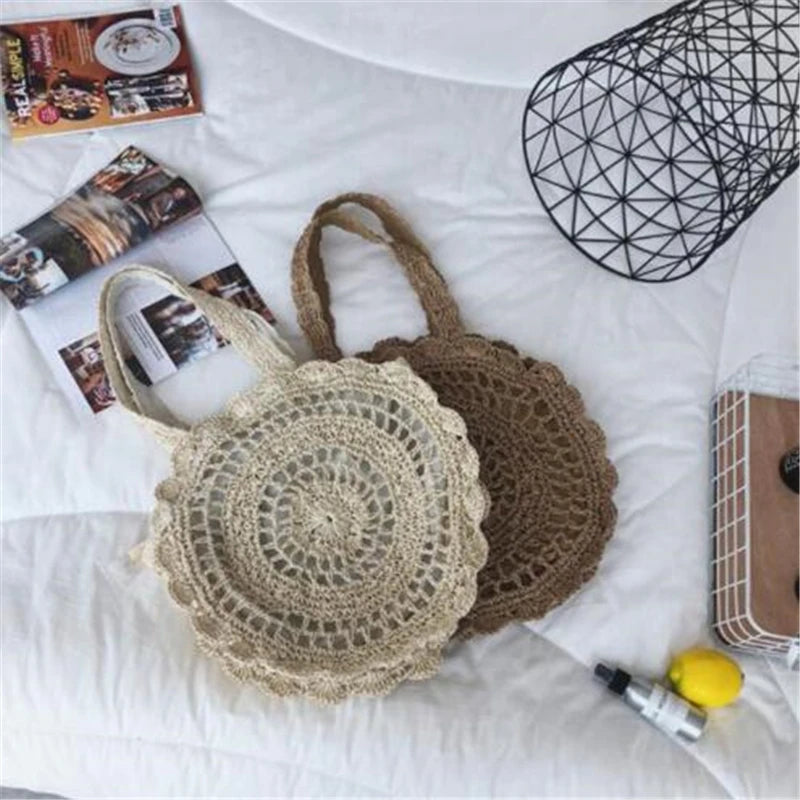 Bohemian Straw Bags for Women | Circle Beach Handbags & Rattan Shoulder Bags Luxegan
