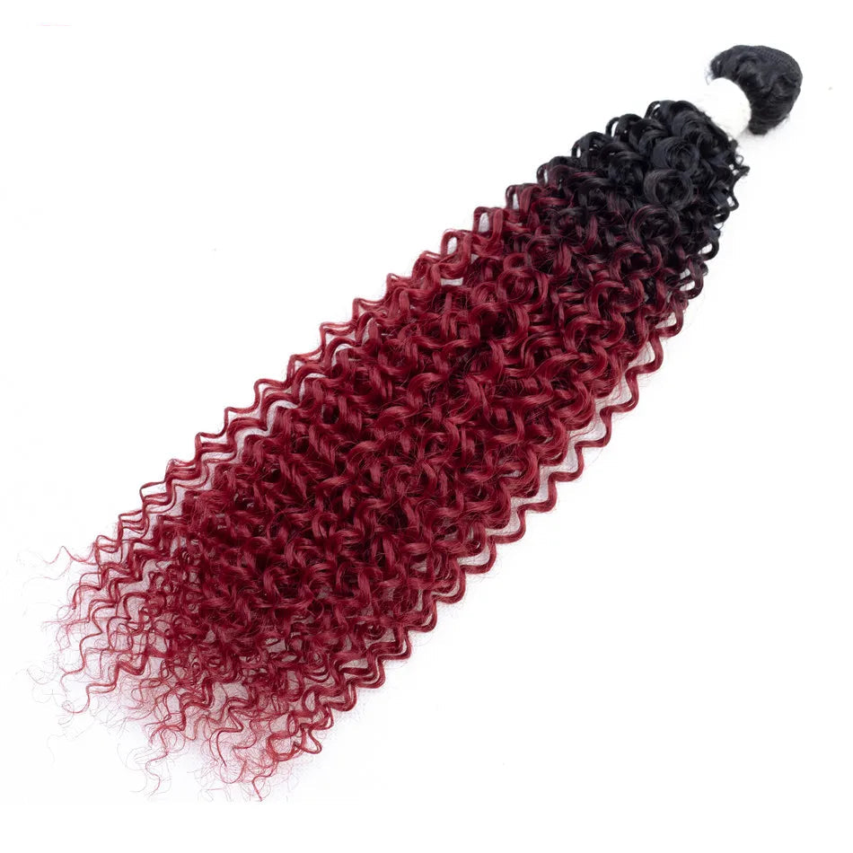 Ombre Curly Synthetic Hair Bundles with Free Closure – 6 Pcs Pack 18"–22" Hair Weave Luxegan