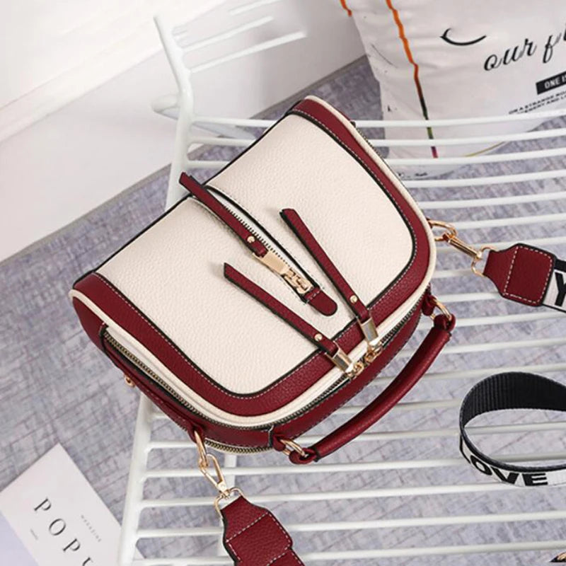 Fashion Stitching Shoulder Bag for Women | PU Leather Luxury Crossbody Bag with New Chains (Square Bag, Lady Purse) Luxegan