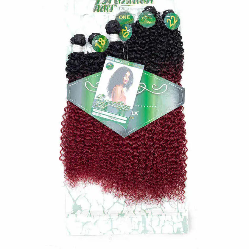 Ombre Curly Synthetic Hair Bundles with Free Closure – 6 Pcs Pack 18"–22" Hair Weave Luxegan
