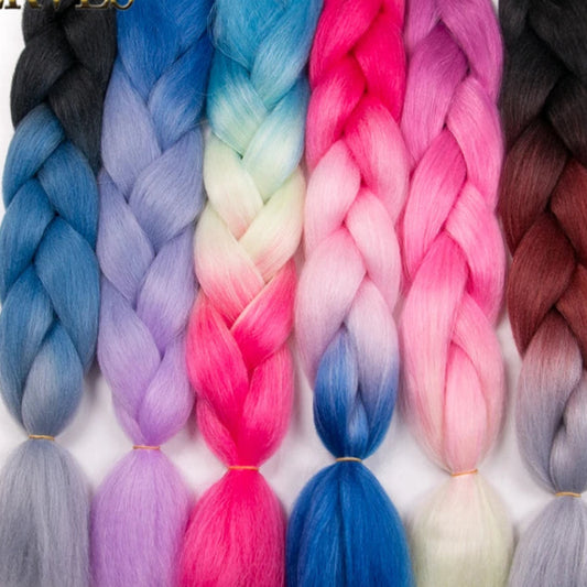Synthetic Jumbo Braid Kanekalon Braiding Hair 24in | Ombre & Solid Colors | 100g Luxegan