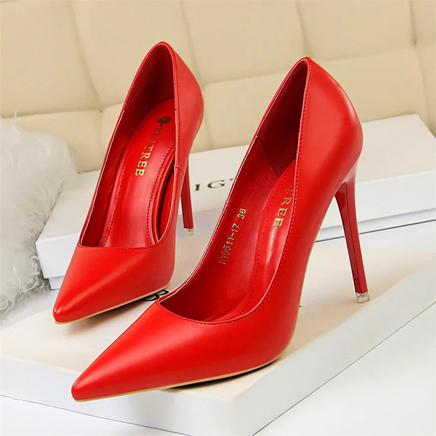 Soft Leather Concise High Heels | Sophisticated 7.5cm & 10.5cm Pointed Toe Pumps | Elegant "Handmade Candy Color" Silhouette | "Dignified" Slip-On Office & Wedding Shoes for Radiant Versatile Styling Luxegan