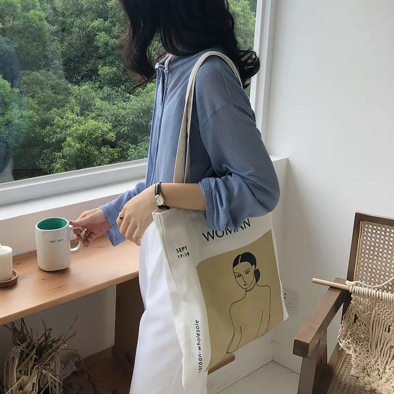 Henri Matisse Painting Print Canvas Shoulder Bag | Simple Lady Shopping Tote Bag Feminina | Eco Pure Cotton Cloth Handbag Luxegan