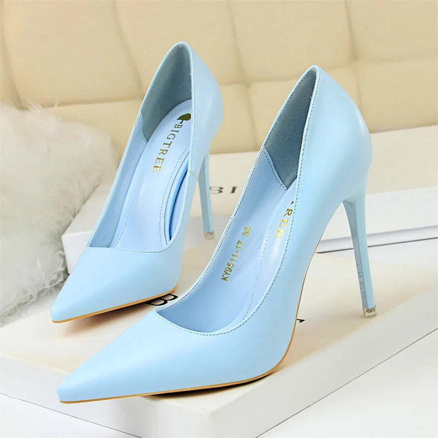 Soft Leather Concise High Heels | Sophisticated 7.5cm & 10.5cm Pointed Toe Pumps | Elegant "Handmade Candy Color" Silhouette | "Dignified" Slip-On Office & Wedding Shoes for Radiant Versatile Styling Luxegan