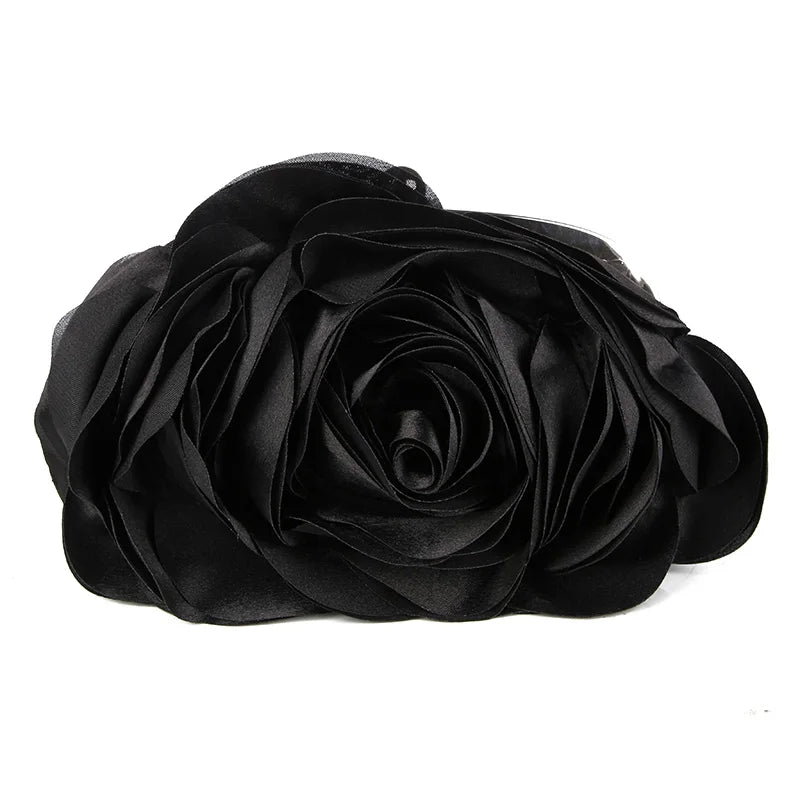 Luxury Flower Bride Evening Clutch Purse | Embroidered Ruched Floral Party Handbag | Premium Satin-Lined Wedding Wallet | Elegant Minaudiere Chain Shoulder Bag Model EB034 Luxegan