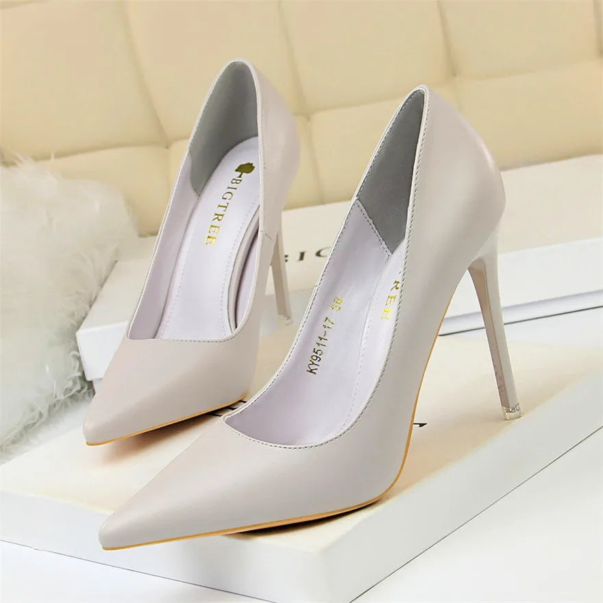 Soft Leather Concise High Heels | Sophisticated 7.5cm & 10.5cm Pointed Toe Pumps | Elegant "Handmade Candy Color" Silhouette | "Dignified" Slip-On Office & Wedding Shoes for Radiant Versatile Styling Luxegan