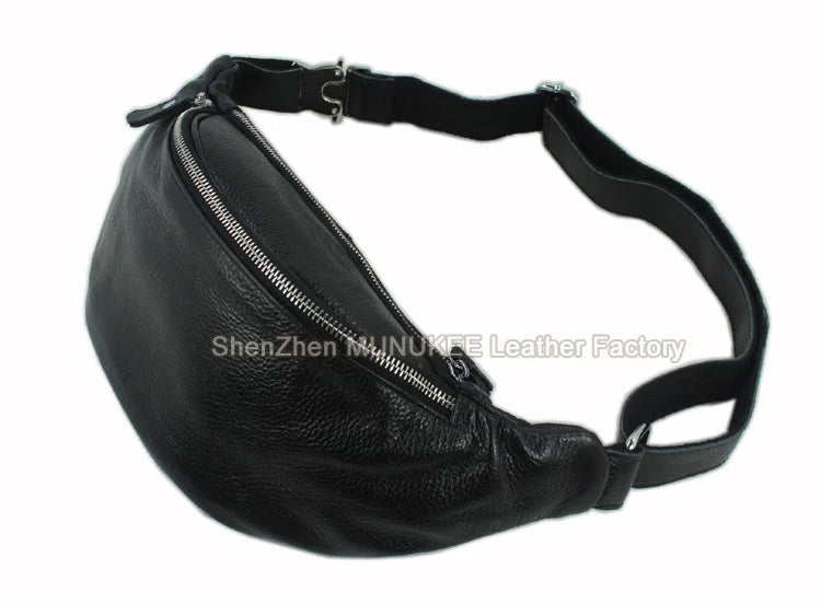 Genuine Leather Fashion Waist Bag | Sophisticated "Pillow" Silhouette | Premium Cowhide Leather Belt Bag & Fanny Pack | "Dignified" High-Performance Money Belt for Radiant Versatile Styling Luxegan