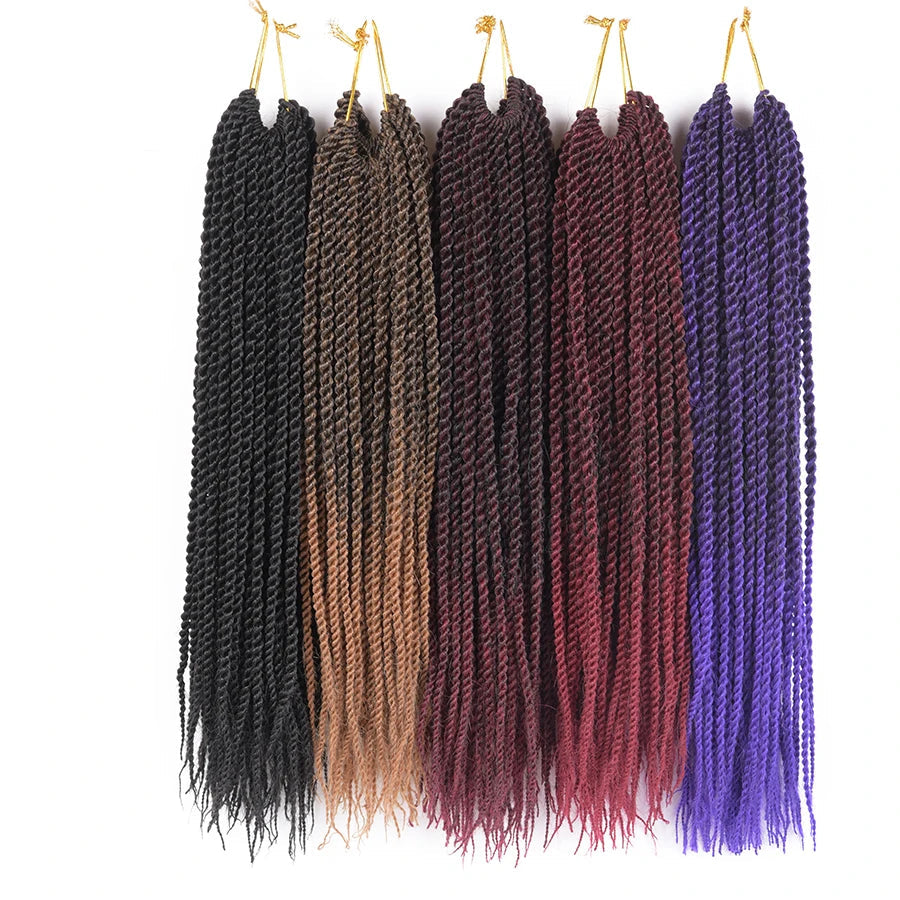 Hand-Made Twist Braid Crochet Hair Extensions | Low-Temperature Synthetic Braiding Hair | 30 Strands/Pack Ombre Twist Braids for Women and Girls Luxegan