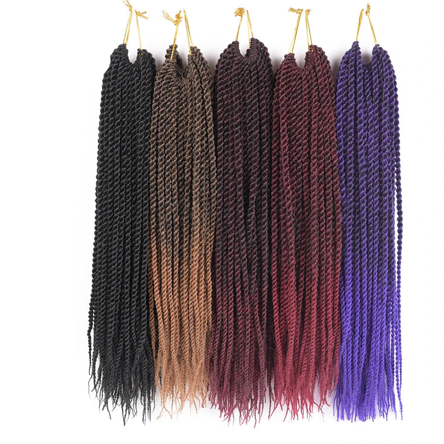 Hand-Made Twist Braid Crochet Hair Extensions | Low-Temperature Synthetic Braiding Hair | 30 Strands/Pack Ombre Twist Braids for Women and Girls Luxegan