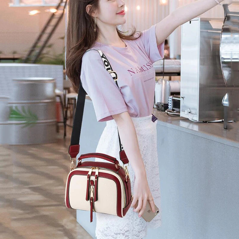 Fashion Stitching Shoulder Bag for Women | PU Leather Luxury Crossbody Bag with New Chains (Square Bag, Lady Purse) Luxegan