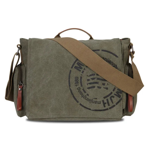 Premium Men's Canvas Messenger Bag | Vintage Business Crossbody Shoulder Bag & Travel Handbag | Large 39 X 28 X 14 cm High-Quality Satchel | Fashion Postman School Bag with Multi-Pocket Organizer Luxegan