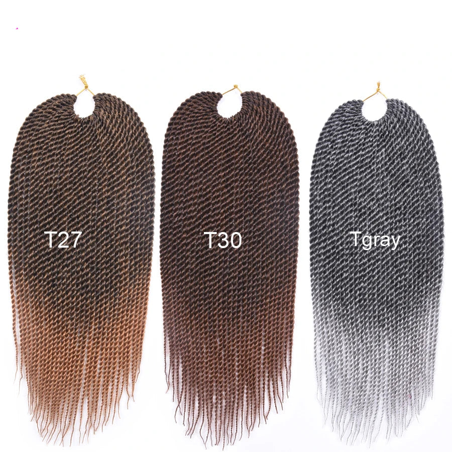 Hand-Made Twist Braid Crochet Hair Extensions | Low-Temperature Synthetic Braiding Hair | 30 Strands/Pack Ombre Twist Braids for Women and Girls Luxegan