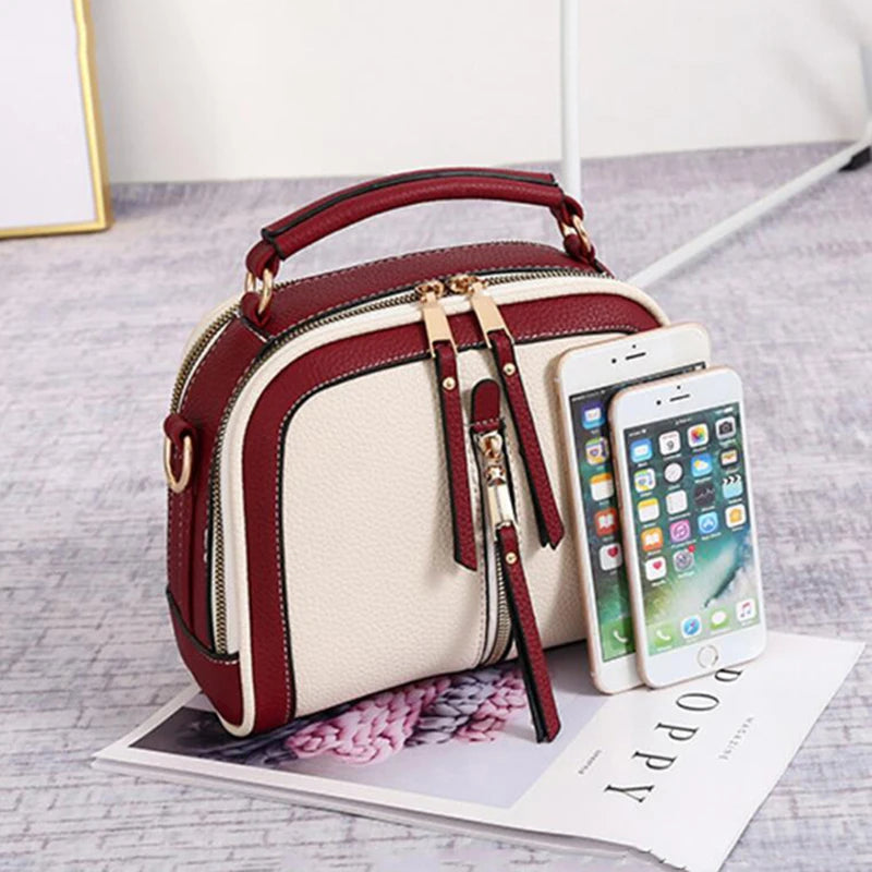 Fashion Stitching Shoulder Bag for Women | PU Leather Luxury Crossbody Bag with New Chains (Square Bag, Lady Purse) Luxegan