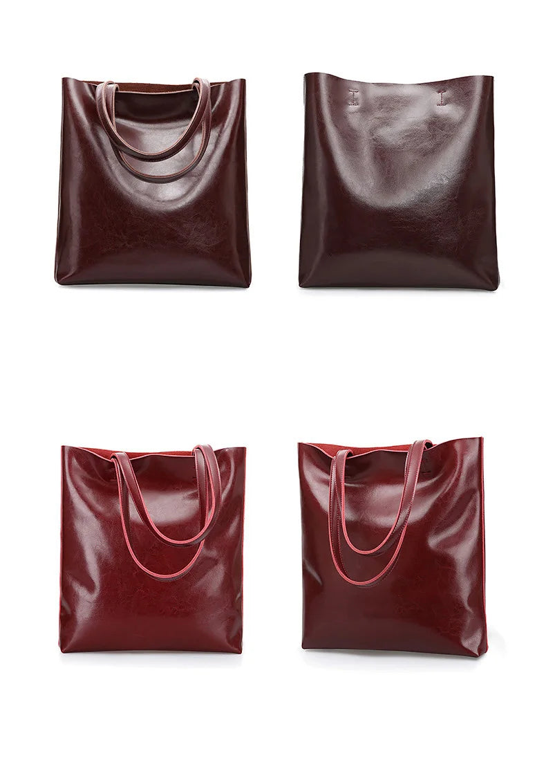 Cow Leather Vintage Handbag | Genuine Leather Shoulder & Office Tote Bag Luxegan