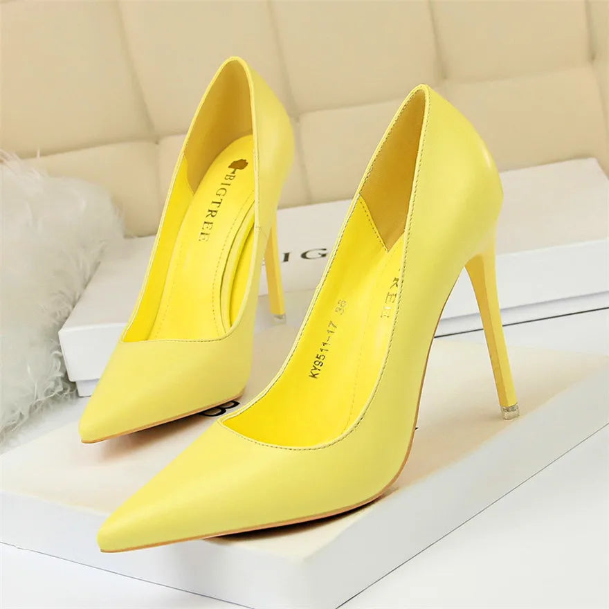Soft Leather Concise High Heels | Sophisticated 7.5cm & 10.5cm Pointed Toe Pumps | Elegant "Handmade Candy Color" Silhouette | "Dignified" Slip-On Office & Wedding Shoes for Radiant Versatile Styling Luxegan