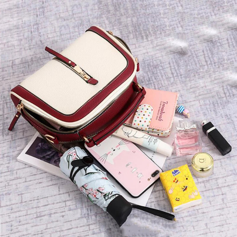 Fashion Stitching Shoulder Bag for Women | PU Leather Luxury Crossbody Bag with New Chains (Square Bag, Lady Purse) Luxegan