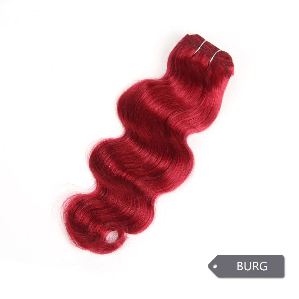 Brazilian Natural Body Wave Remy Human Hair Bundle | Colored #27 #30 #99J Burgundy | 10–22 Inch Luxegan