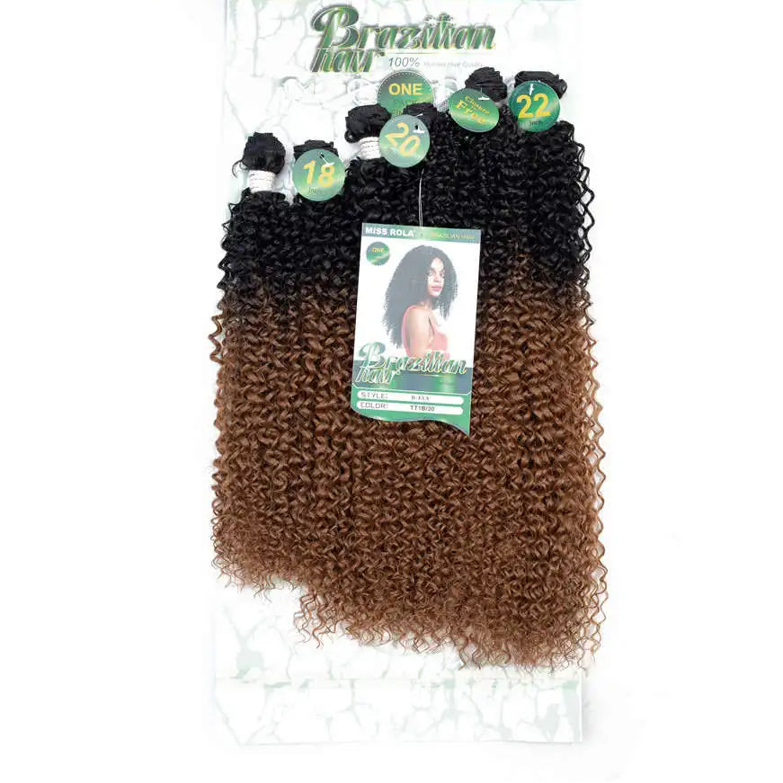Ombre Curly Synthetic Hair Bundles with Free Closure – 6 Pcs Pack 18"–22" Hair Weave Luxegan