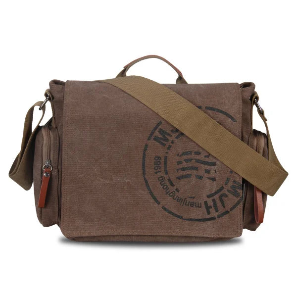 Premium Men's Canvas Messenger Bag | Vintage Business Crossbody Shoulder Bag & Travel Handbag | Large 39 X 28 X 14 cm High-Quality Satchel | Fashion Postman School Bag with Multi-Pocket Organizer Luxegan