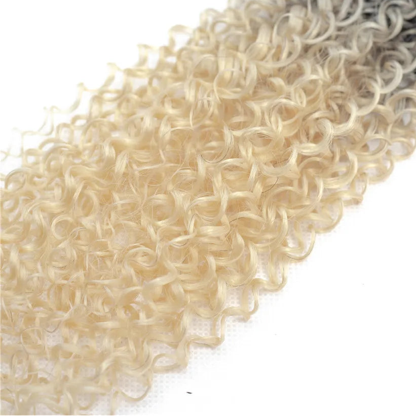 Ombre Curly Synthetic Hair Bundles with Free Closure – 6 Pcs Pack 18"–22" Hair Weave Luxegan