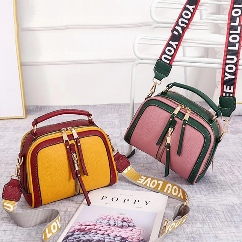 Fashion Stitching Shoulder Bag for Women | PU Leather Luxury Crossbody Bag with New Chains (Square Bag, Lady Purse) Luxegan